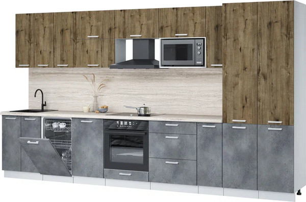 Кухонный гарнитур Интерлиния Мила Лайт 3.8-ПМ4  - фото