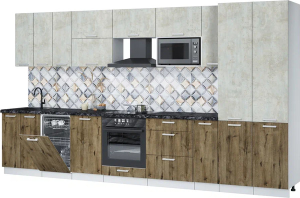 Кухонный гарнитур Интерлиния Мила Лайт 3.8-ПМ4  - фото