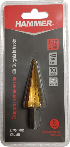 Сверло Hammer HSS-TiN 4-22мм / 02775-100422 - фото