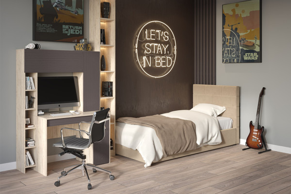 Односпальная кровать Bravo Мебель Тайм 90х200 с ПМ стандарт 2 вариант 