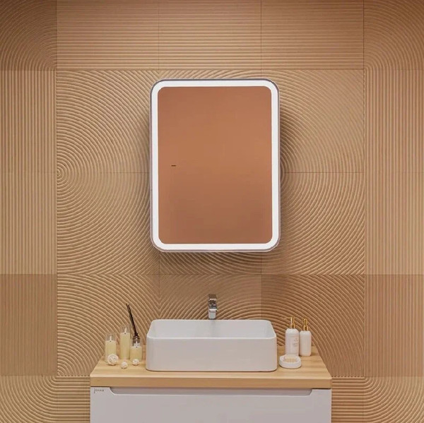 Шкаф с зеркалом для ванной Silver Mirrors Фиджи-Антрацит Flip 60 ИК / LED-00003042 - фото