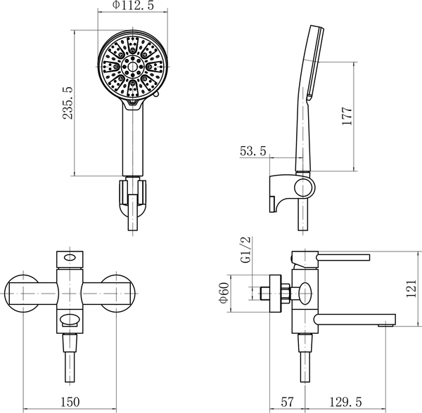 Душевой гарнитур со смесителем Fashun A53034-17