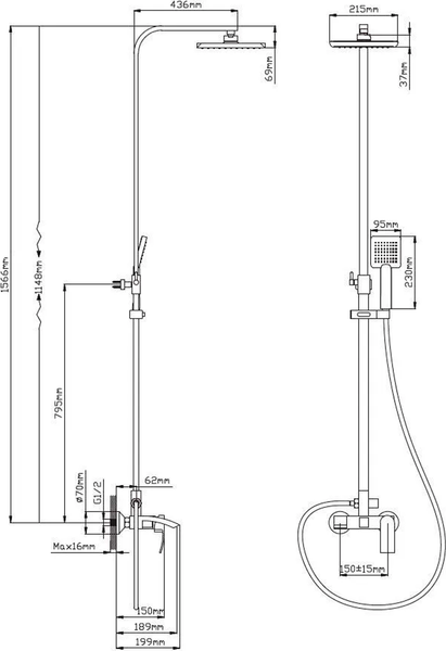 Душевая система со смесителем Diadonna D80-335103