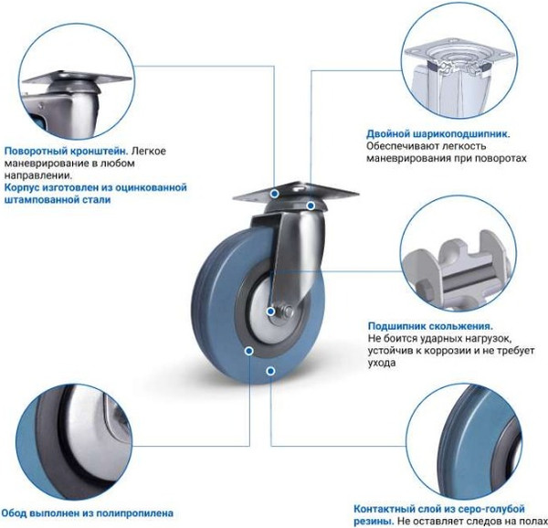 Опора колесная для тележки складской Longway SCg 42m