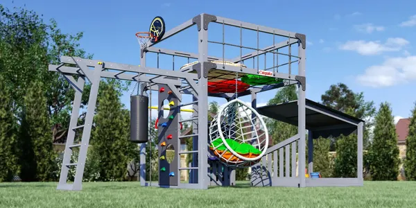 Игровой комплекс Савушка Куб–4 с подушками и качелями Кокон / С-КУБ-04-С-ПДШ-ККН - фото