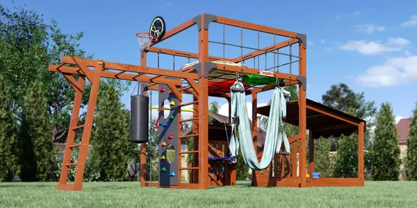 Игровой комплекс Савушка Куб–4 с гамаком для йоги / С-КУБ-04-МХГ-ГМК - фото