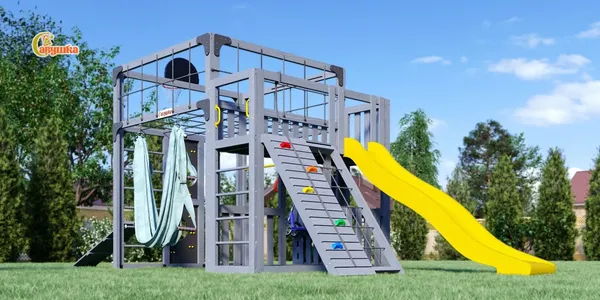 Игровой комплекс Савушка Куб–3 с гамаком для йоги / С-КУБ-03-С-ГМК - фото