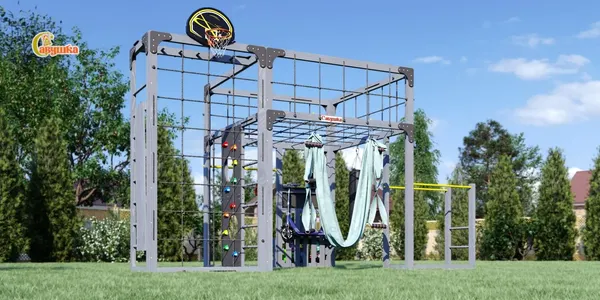 Игровой комплекс Савушка Куб–2 с гамаком для йоги / С-КУБ-02-С-ГМК - фото