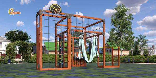 Игровой комплекс Савушка Куб–2 с гамаком для йоги / С-КУБ-02-МХГ-ГМК - фото