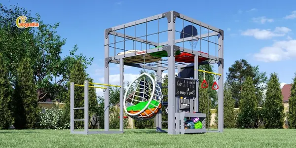 Игровой комплекс Савушка Куб–1 с подушками и качелями Кокон / С-КУБ-01-С-ПДШ-ККН - фото