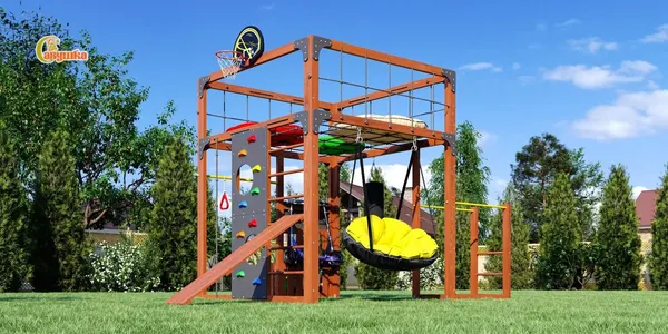 Игровой комплекс Савушка Куб–1 с подушками / С-КУБ-01-МХГ-ПДШ - фото