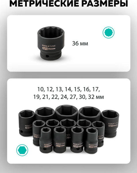Набор головок слесарных FORSandTUNE FORSandTUNE-4177-5MPB / 62901