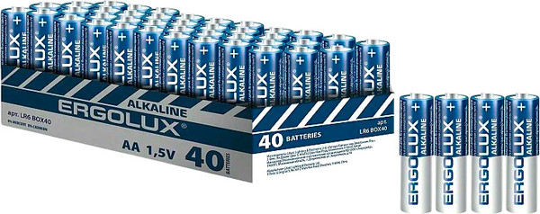 Комплект батареек Ergolux LR6 Alkaline Promo BOX40 1.5В - фото