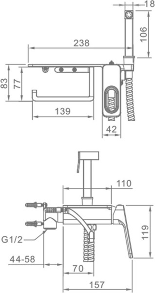 Гигиенический душ со смесителем Raglo R51.55