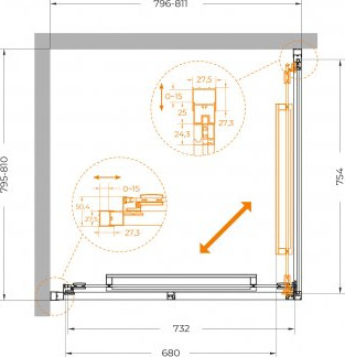 Душевой уголок Cezares LUX-A-FS-1-80-C-CR