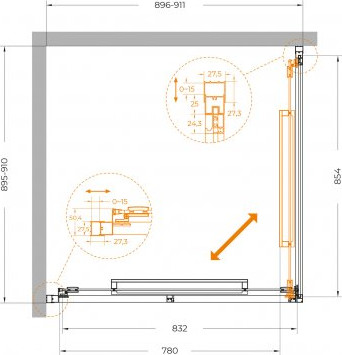 Душевой уголок Cezares LUX-A-FS-1-90-C-GM