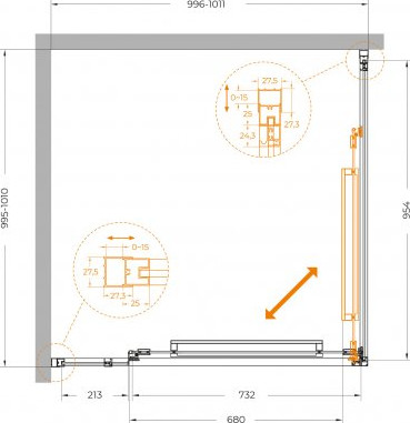 Душевой уголок Cezares LUX-A-FS-11-100-C-CR