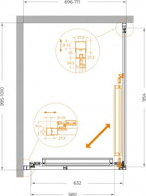 Душевой уголок Cezares LUX-AH-FS-1-70/100-C-CR