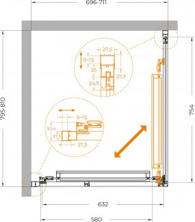 Душевой уголок Cezares LUX-AH-FS-1-70/80-C-GM