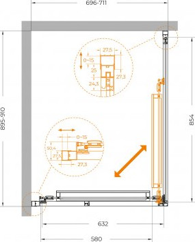 Душевой уголок Cezares LUX-AH-FS-1-70/90-C-CR