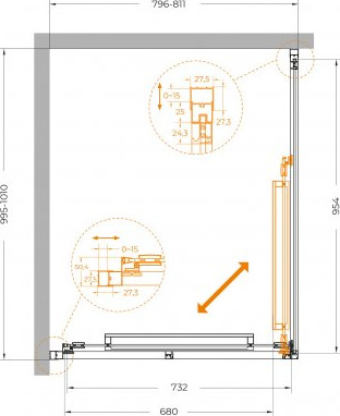Душевой уголок Cezares LUX-AH-FS-1-80/100-C-CR