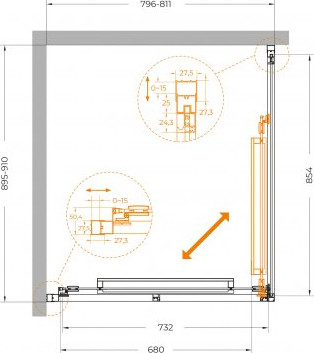 Душевой уголок Cezares LUX-AH-FS-1-80/90-C-CR