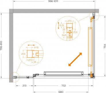 Душевой уголок Cezares LUX-AH-FS-11-100/80-C-CR