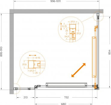 Душевой уголок Cezares LUX-AH-FS-11-100/90-C-CR