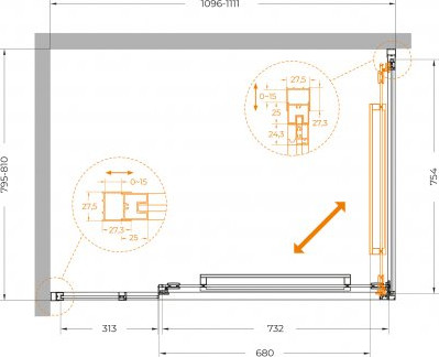 Душевой уголок Cezares LUX-AH-FS-11-110/80-C-CR