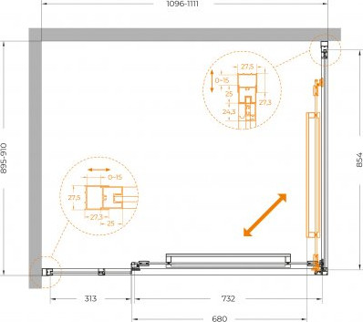 Душевой уголок Cezares LUX-AH-FS-11-110/90-C-GM