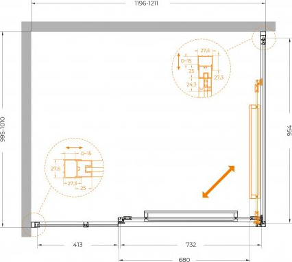 Душевой уголок Cezares LUX-AH-FS-11-120/100-C-GM