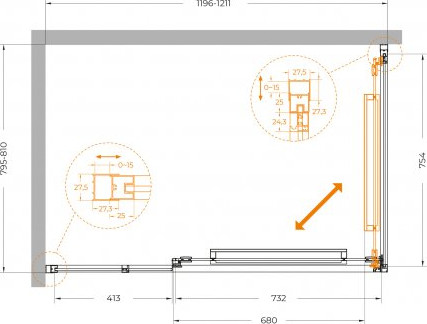 Душевой уголок Cezares LUX-AH-FS-11-120/80-C-GM
