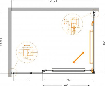 Душевой уголок Cezares LUX-AH-FS-11-120/90-C-CR