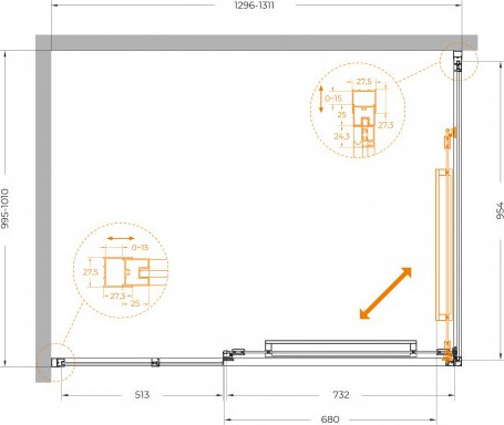 Душевой уголок Cezares LUX-AH-FS-11-130/100-C-GM