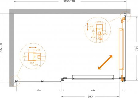 Душевой уголок Cezares LUX-AH-FS-11-130/80-C-CR