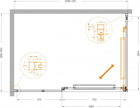 Душевой уголок Cezares LUX-AH-FS-11-130/90-C-CR
