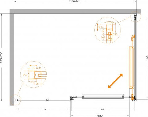 Душевой уголок Cezares LUX-AH-FS-11-140/100-C-CR