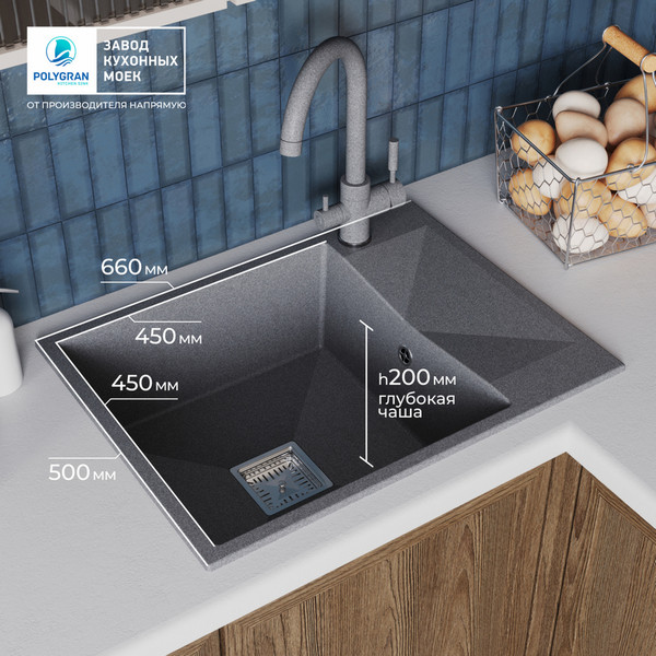 Мойка кухонная Polygran Blade 660