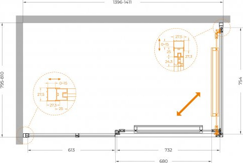 Душевой уголок Cezares LUX-AH-FS-11-140/80-C-GM