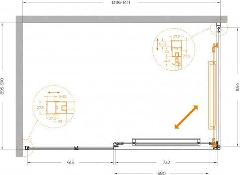 Душевой уголок Cezares LUX-AH-FS-11-140/90-C-CR
