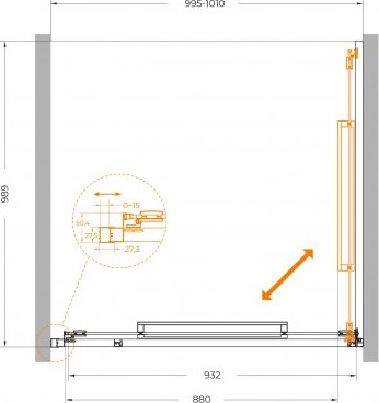 Душевая дверь Cezares LUX-B-FS-1-100-C-CR
