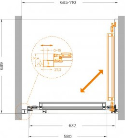 Душевая дверь Cezares LUX-B-FS-1-70-C-GM