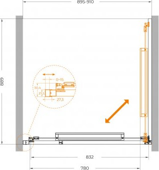 Душевая дверь Cezares LUX-B-FS-1-90-C-GM