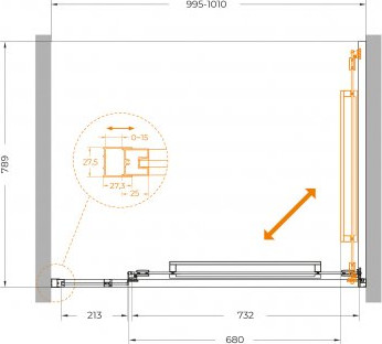 Душевая дверь Cezares LUX-B-FS-11-100-C-CR