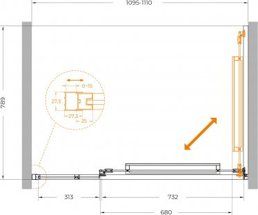Душевая дверь Cezares LUX-B-FS-11-110-C-GM