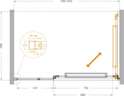 Душевая дверь Cezares LUX-B-FS-11-120-C-CR