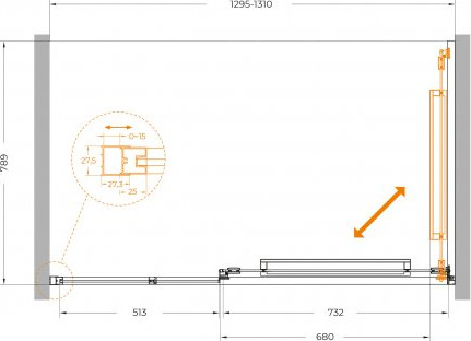 Душевая дверь Cezares LUX-B-FS-11-130-C-CR