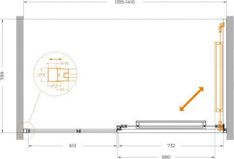 Душевая дверь Cezares LUX-B-FS-11-140-C-GM