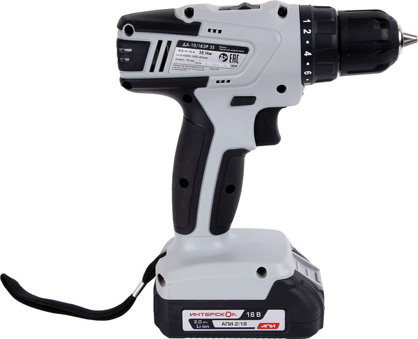 Аккумуляторная дрель-шуруповерт Интерскол ДА-10/18ЭР