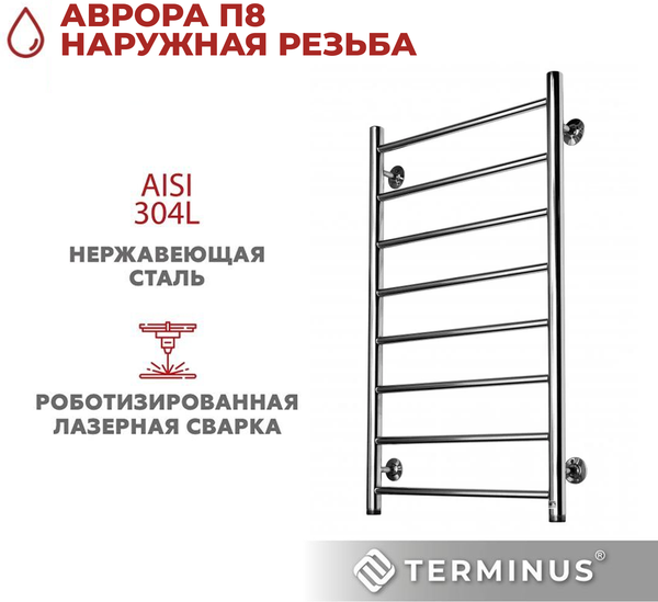 Полотенцесушитель водяной Terminus Аврора П8 500x850